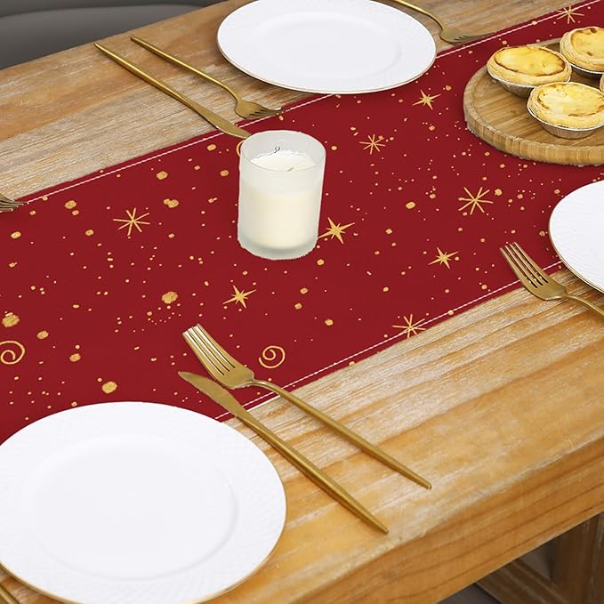 Christmas Decorations - Merry Christmas Table Runner 13x72 Inch,Xmas Trees Snowflakes Table Runner for Holiday Seasonal Winter Decoration Indoor Outdoor Party