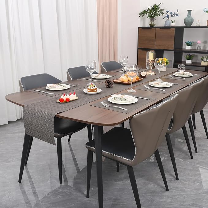 Myir JUN Placemats Set of 4, Vinyl Woven Placemats Place Mats Indoor Set of 4 Washable Table Mats Non-Slip Place mats for Dining Table (Dark Gray, Set of 4)