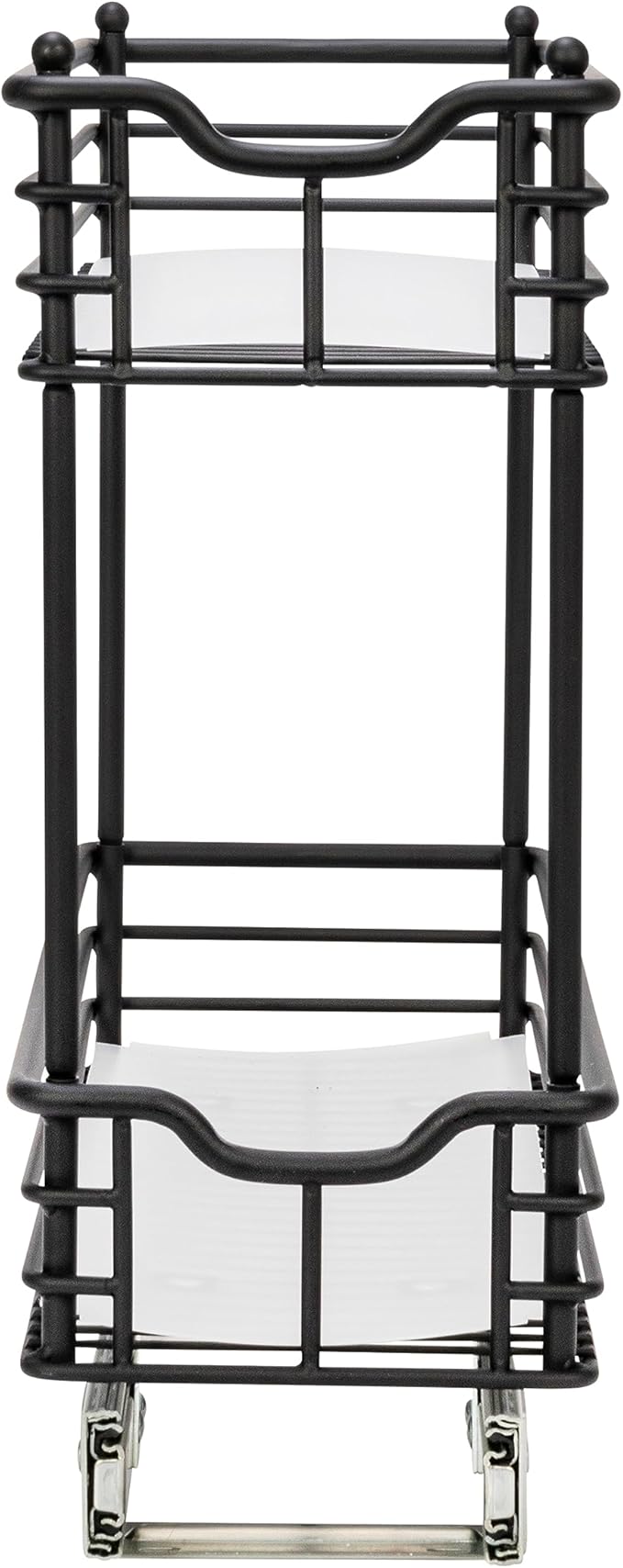 Household Essentials Glidez Multipurpose Paint-Finished Steel Pull-Out/Slide-Out Storage Organizer with Plastic Liners for Under Cabinet Use - 2-Tier Design, Black