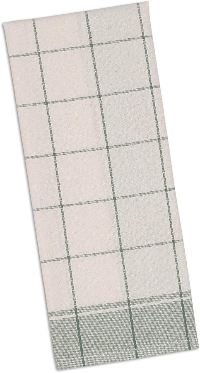 DII Everyday Kitchen, Urban Stripe & Basic Dishtowels, 18x28, Sage, 4 Piece