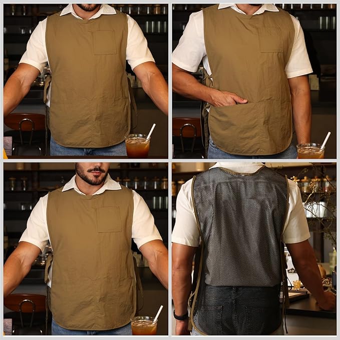 Chef Apron-Cross Back Apron for Men Women with Adjustable Straps and Large Pockets,Canvas