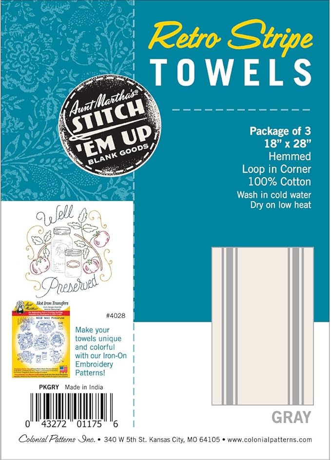 Aunt Martha's Gray Striped Dish Towels, 3 towels ($4.10 each)