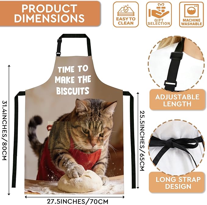 Funny Aprons for Women, Cat Mom Gifts, Made from Scratch Aprons for Women with Pockets