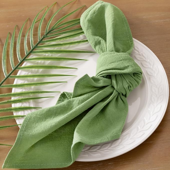 Socomi Cloth Napkins Sage Green Easter Spring Washable Reusable Bulk Linen Cotton Napkins Set of 4 17"x17" for Wedding Party Bridal Baby Shower Birthday Dining Table Decorations