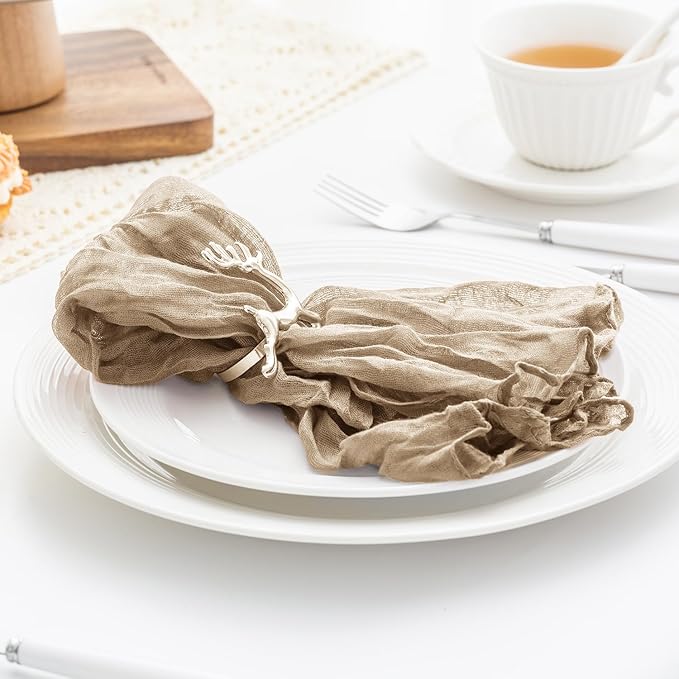 60 Pack Sand Cheesecloth Napkins 21x21 Inches Sand Cloth Napkins Set of 60 Washable Dinner Table Napkins for Wedding Rustic Boho Cotton Gauze Party Bridal Baby Shower Family Gathering Table Decor