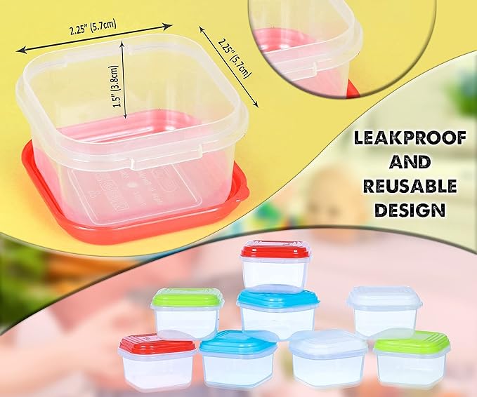 ARSUK Baby Food Containers (4oz/120ml, 16 Pack) - Small Plastic Containers with Lids - Toddler Snack Containers - Reusable Freezer Safe Food Storage Jars - BPA-Free, Leakproof & Microwave Safe