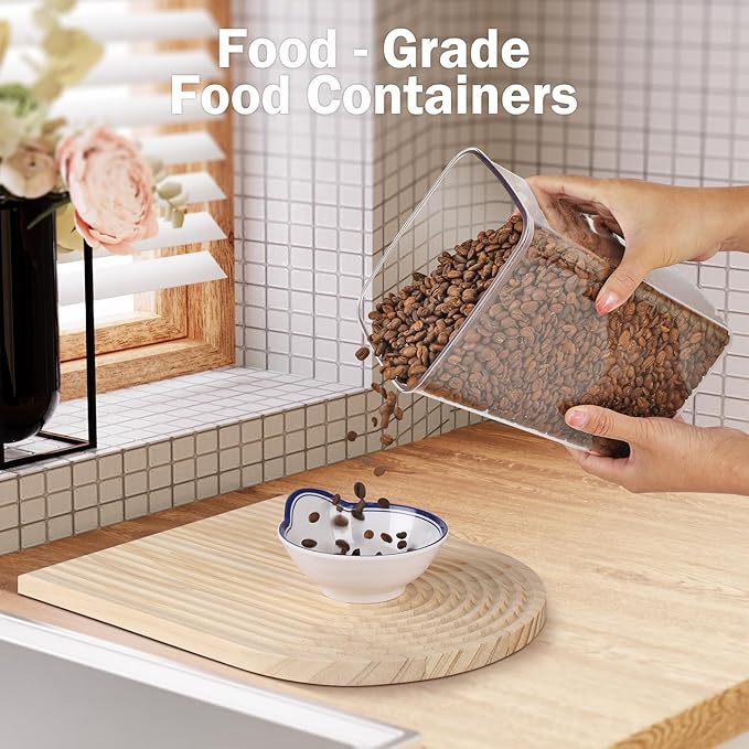 Melovom 8 Pcs Pop Food Storage Containers Airtight Food Storage Containers Set with Lids Kitchen Pantry Organization and Storage, 3.4Qt, 2.8Qt, 2.1Qt, 1.2Qt