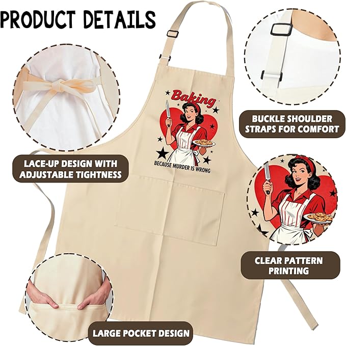 Funny Aprons for Women - Baking Gift for Women, Mothers Day Christmas Birthday Gifts, Perfect for Cooking, Bartending