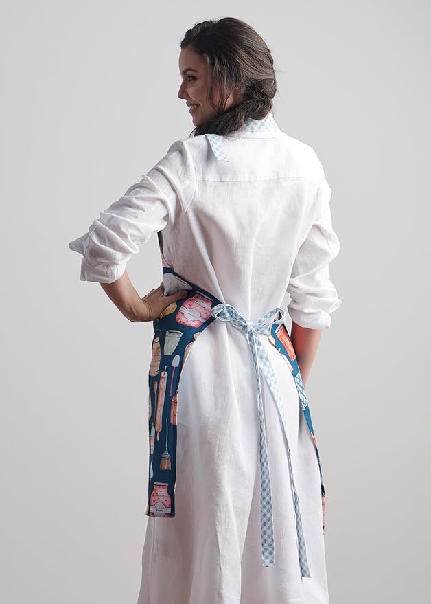 Maison d' Hermine 100% Cotton Apron for women with Pocket Kitchen Chef Apron for Men Cooking Mothers Day Gifts