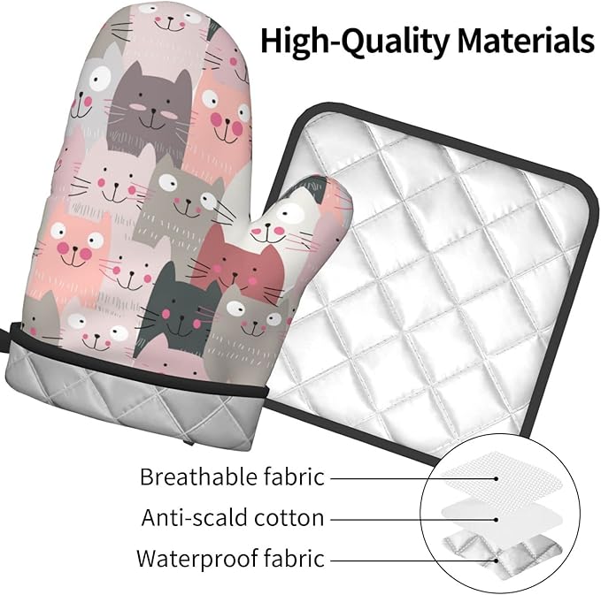 Coffee Bean Coffee Gnomes Oven Mitts and Pot Holders Heat Resistant Oven Mitts Safe for Baking Cooking BBQ