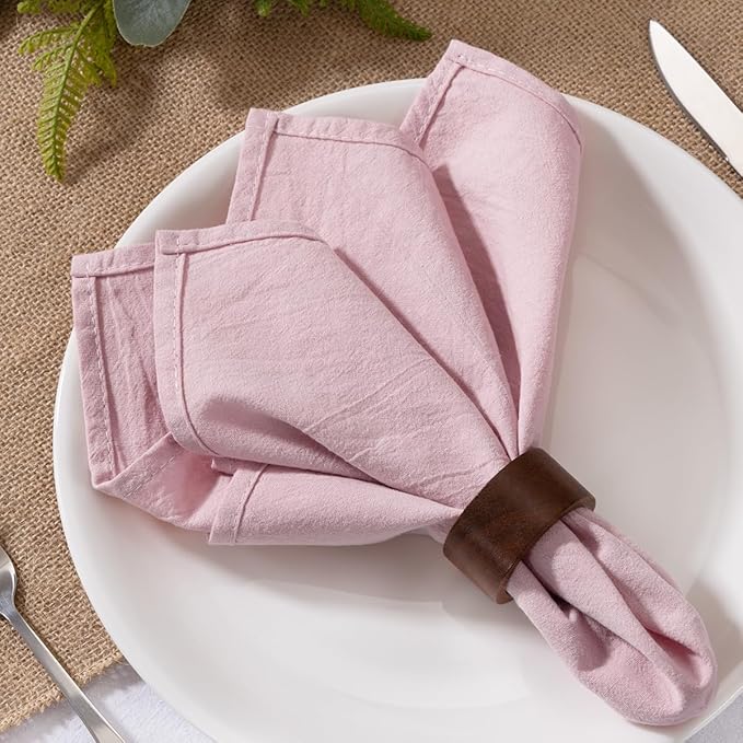 MLMW Dusty Pink Napkins Cloth Set of 6 Spring Easter Cotton Cloth Napkins Bulk Washable Dinner Napkins 16"×16" for Wedding Party Baby Bridal Shower Birthday Table Decor