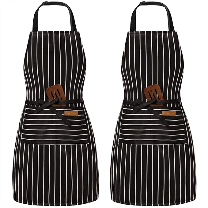 BeLuyi 2 Pack Adjustable Bib Apron with 2 Pockets Chef Cooking Kitchen Restaurant Aprons for Women Men