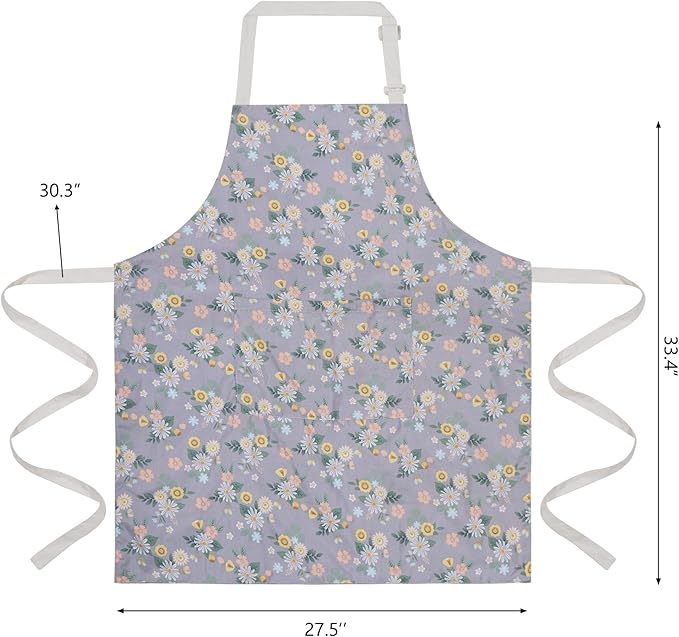Aoomzoon Kitchen Aprons for Women with 2 Pockets,Double Sided Vintage Adjustable Apron for Gardening Cooking Arting Painting