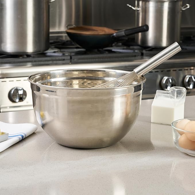 Restaurantware Met Lux 16 Inch x 3 Inch Baking Whisk, 1 With Ergonomic Handle Metal Whisk - Dishwasher-Safe, Corrosion-Resistant, Stainless Steel Whisk For Baking, For Whipping, Baking, Or Cooking