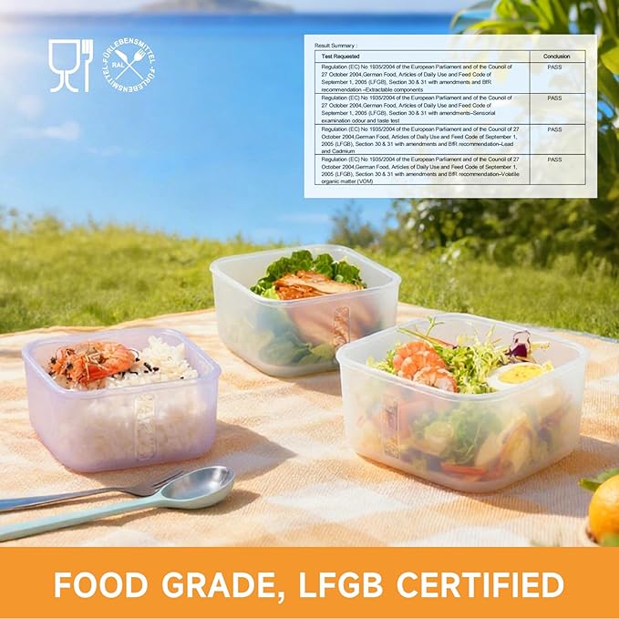 OTB Set of 2 Reusable Silicone Containers Clear, Nesting Leak-free Silicone Food Storage Boxes, BPA Free, Airtight, Dishwasher and Freezer Safe (Clear XL+L)