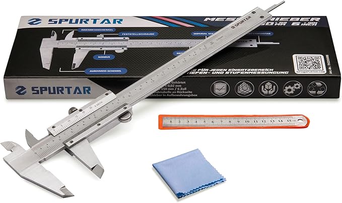 Spurtar Vernier Caliper Measuring Tool 6", 0-6Inch/0-150mm Manual Non Digital Calipers, 0.001"/0.02mm High Precision Durable Micrometer