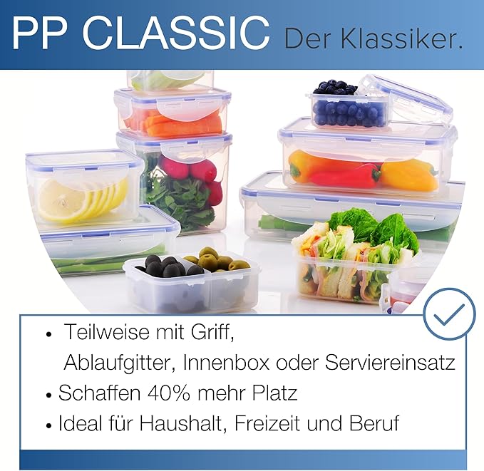 LOCK & LOCK Easy Essentials Food Storage lids/Airtight containers, BPA Free, Rectangle-37 oz-for Pasta, Clear