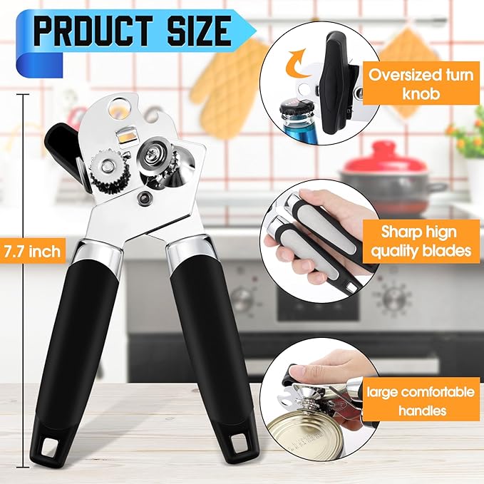 Gisafai 30 Pcs Manual Can Opener with Sharp Blade Smooth Edge Multifunctional Kitchen Gadget Handheld Openers Oversized Handheld Knob Can and Bottle Animals