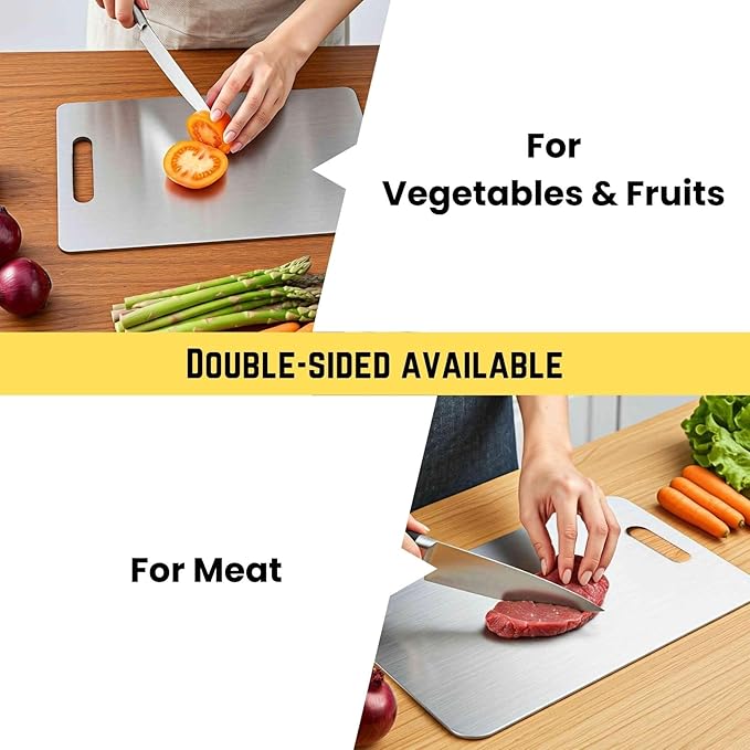 Titanium Cutting Board, 100% Pure Titanium Cutting Boards for Kitchen – Non Stick, Food-Grade, Hygiene & Durability Chopping Mat, Double Sided Chopping Board, Dishwasher Safe (17.7 x 11.8 inch)