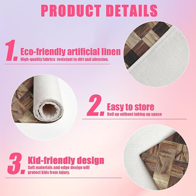 Vintage Wood Grain Placemats Set of 6,12x18 Inch Linen Place Mat Washable Stain Resistant Table Mats for Spring Summer Seasonal Farmhouse Kitchen Party Home Decor