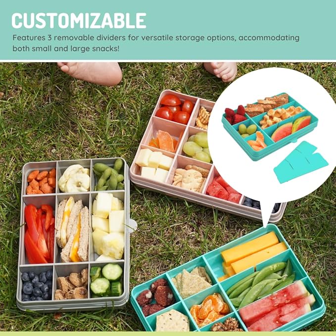 melii Snackle Box |12-Compartment Snack Container with Removable Dividers, BPA-Free Food Storage for Travel, School & On-the-Go Snacks, Kids & Family Organizer (Blue)