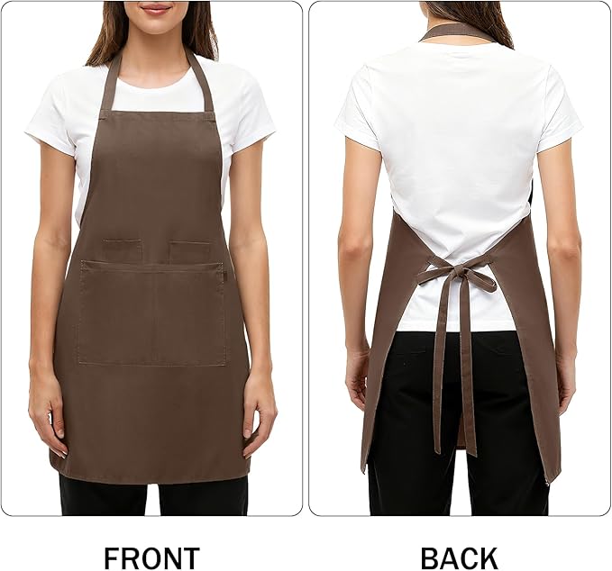 BOHARERS Chef Apron - Heavy 9.17oz Canvas Work Apron with 4 Pockets for Unisex, Ideal for Cooking,Gardening, Hairstylist (1, Brown)