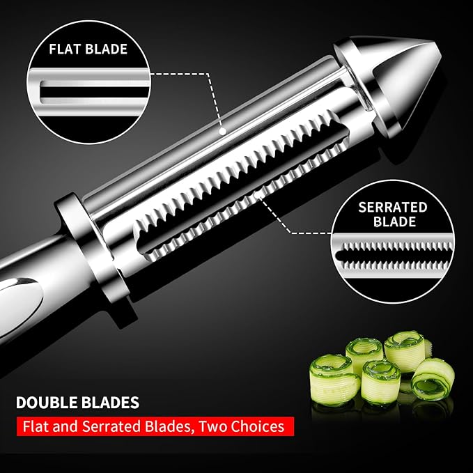 MAD SHARK Potato Peelers, Vegetable Peeler, Flat Serrated Blade 2 in 1-I Shaped Stainless Steel Peelers, Orange Peeler for Kitchen, Veggie, Fruit, Garlic, Carrot, Apple Peeling