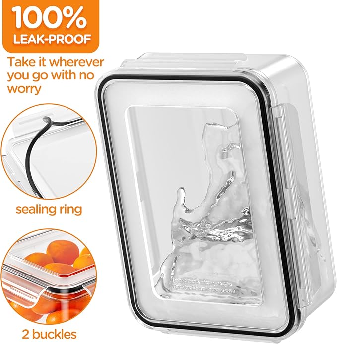 HOMETALL 40 PCS Food Storage Containers with Lids Airtight, 100% Leakproof Plastic Meal-Prep Containers Reusable(20 Containers & 20 Lids),Microwave and Dishwasher Safe, Includes Labels & Pen