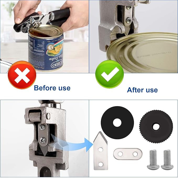 Commercial Can Opener Replacement-Parts Kit - Knife/Blade & Gear Compatible Manual Can Opener