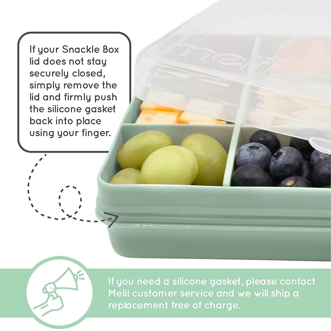 melii Snackle Box – 12-Compartment Divided Snack Container, BPA-Free Food Storage, Removable Dividers, Perfect for Kids Snacks, Arts & Crafts, Beads, and Kitchen Organization (Sage)
