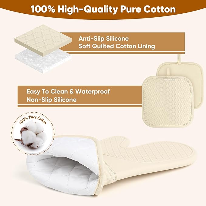Silicone Oven Mitts Pot Holder Kitchen-Towels100% Cotton Dish Towels for Kitchen,Super Soft and Absorbent Kitchen Hand Towels/Tea Towels.Pot Holder,Oven Mitt Heat Resistant,Silicone Grip,Gift Set