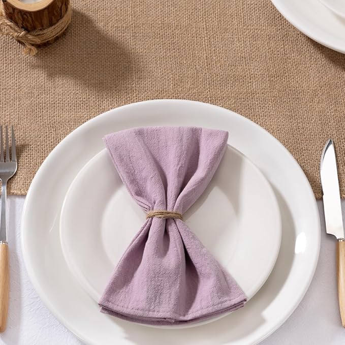 MLMW Lavender Purple Cloth Napkins Set of 6 Linen Spring Easter Dinner Lilac Cotton Napkins Cloth Bulk Washable 16"×16" for Wedding Party Baby Bridal Shower Birthday Table Decor