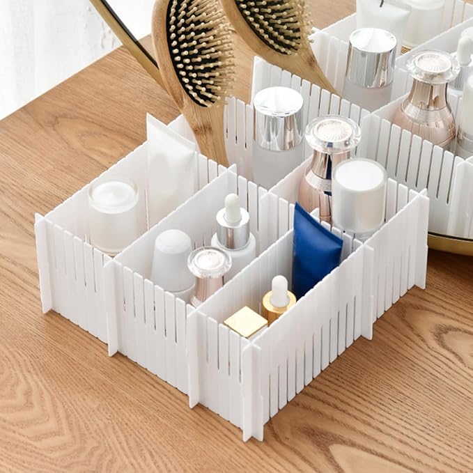 DOITOOL Multipurpose Drawer Dividers 10pcs Set 38x7cm White Plastic Drawer Organizer Boards for Socks Underwear Closet Storage and Bedroom Separation