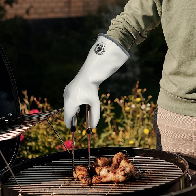 Barbecue Mitts, Silicone Oven Gloves, Heat Resistant Oven Gloves with Fingers, Kitchen Oven Mitts Smoker Gloves for Baking, Grilling, Cooking, Food Grade, Waterproof (7)