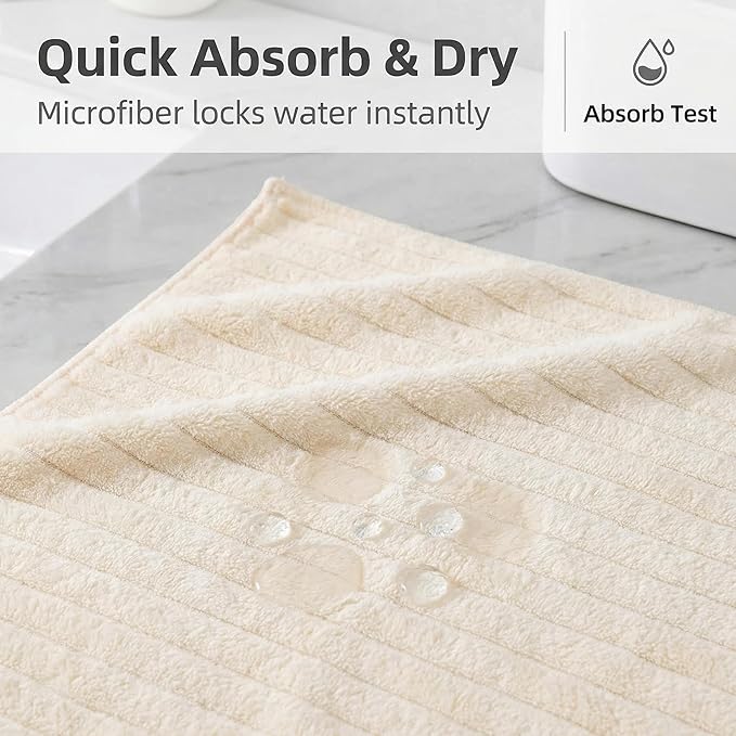 4PCS Beige Microfiber Hand Towels for Bathroom Christmas Decorations Quick Dry Small Towel Set Bathroom Kitchen 14 x29.6inch