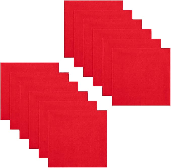 Cotton Craft 12 Pack Oversized Dinner Napkins 20x20 Tomato, 100% Cotton, Tailored with Mitered Corners and a Generous Hem, Napkins are 38% Larger Than Standard Size.