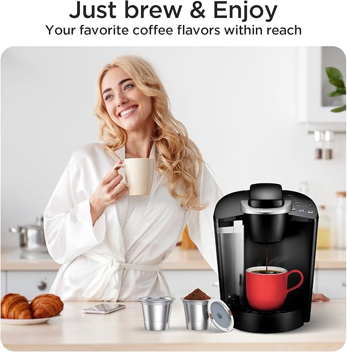 Reusable K Cups for Keurig,Stainless Steel Refillable Coffee Pods Metal K Cup Reusable Coffee Filter for K-Express K-Mini Keurig 1.0&2.0, BPA Free Permanent Coffee Filter(2 Kcups &100 paper filter)
