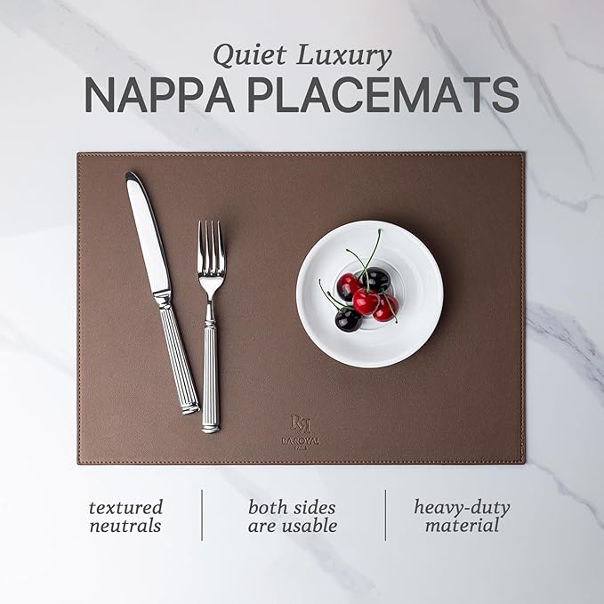 Faux Leather Placemats Set of 6 Vinyl Washable Wipeable Table Mats for Kitchen Dining Table Heat Resistant Waterproof Modern Indoor/Outdoor Placemats Non-Slip Easy Clean Place Mats (Chocolat)