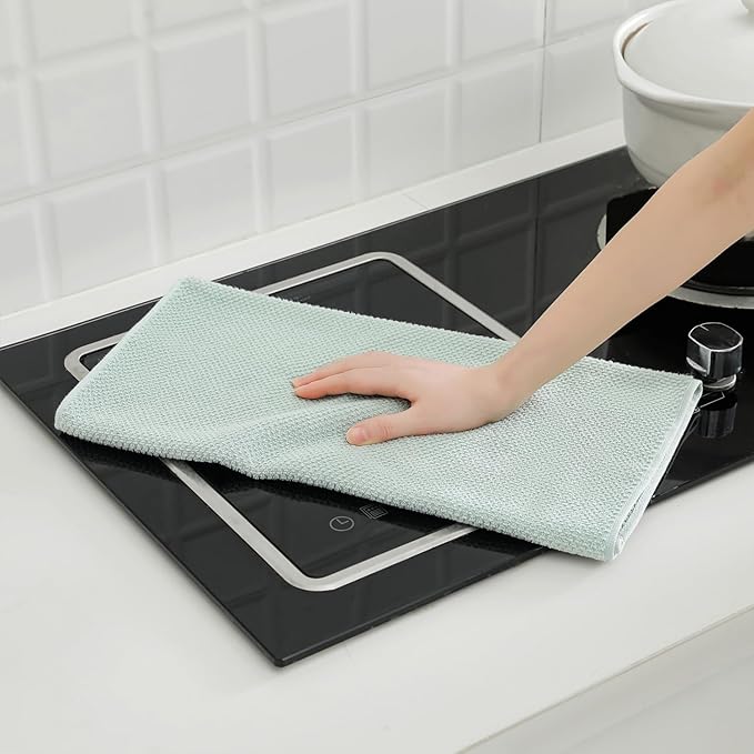 12 Pack Kitchen Towels and Dishcloths Set, 100% Cotton Soft and Absorbent Kitchen Towels 16 x 25 inche & 13 x 13inche Dishcloths
