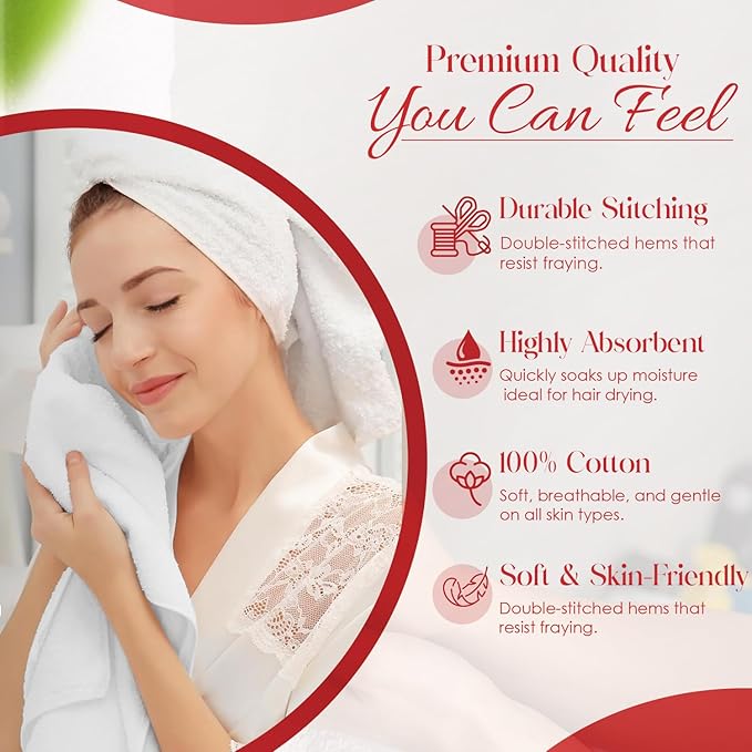 RIVERSIDE 6 Pack Premium Hand Towels Set, 16x28 inches, 100% Ring Spun Cotton, 600 GSM, Soft, Quick Dry and Highly Absorbent, Towels for Bathroom, Kitchen, Gym, Spa - White