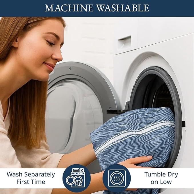 LANE LINEN Kitchen Towels Set - 100% Pure Cotton Dish Towels for Kitchen, Super Absorbent Kitchen Hand Towel, Tea Towels, Soft & Durable Dish Cloths, Pack of 6 – 14”x25”, Indigo
