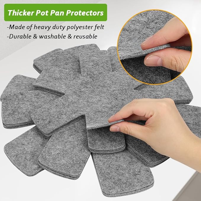 BOYAN Pot and Pan Protectors, Thicker Felt Pan Pot Separators for Stacking, Set of 12 & 3 Different Sizes, Cookware Protectors for Stacking Skillet Ceramic Saucepan Glassware
