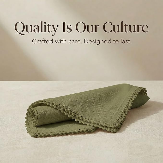 ACCENTHOME Olive Green Cloth Napkins Set of 12 18x18 inch Cotton Dinner Napkins - Washable Soft Premium Hotel Quality Reusable Napkins Perfect Table Napkins for Family Dinners, Weddings & Everyday Use