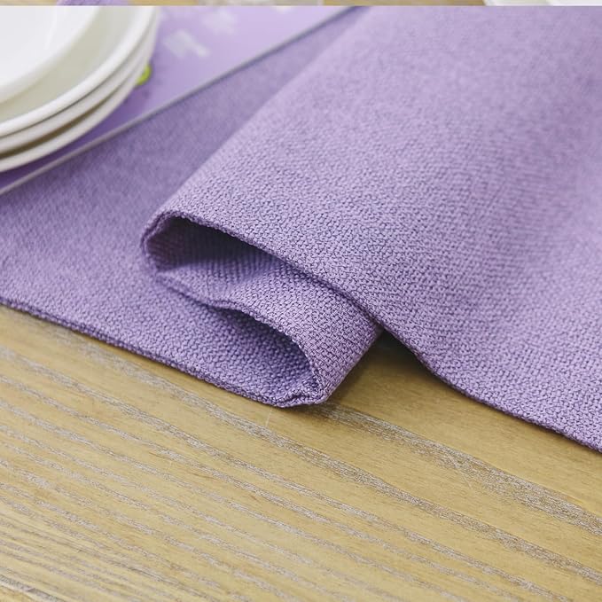 Set of 4 Round Placemat 15 Inch Soft Linen eco-Friendly Fabric Handcrafted Machine Washable Indoor & Outdoor Tablemat Lilac