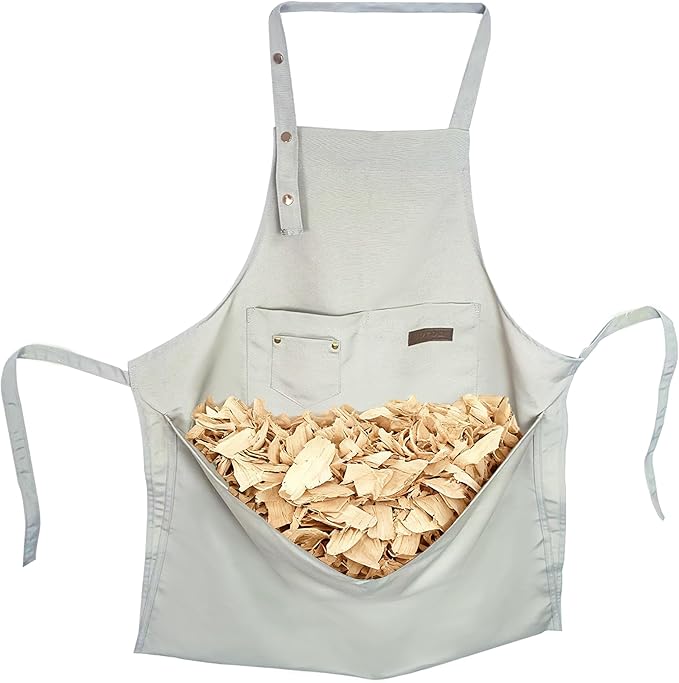 Wood Carving Apron with Chip Catcher, Canvas Woodworking Carving Apron with Large Pouch for Catching Wood Chips, Adjustable Straps, for Woodworkers, Gift for Men