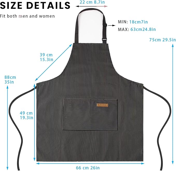BeLuyi 2 Pack Adjustable Bib Apron with 2 Pockets Chef Cooking Kitchen Restaurant Aprons for Women Men