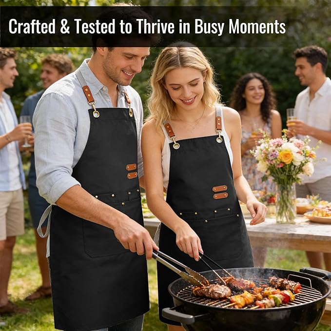 Aoomzoon Durable Kitchen Apron,Multifunctional Chef Aprons for Women & Men with Pockets for Cooking Baking & Daily Use