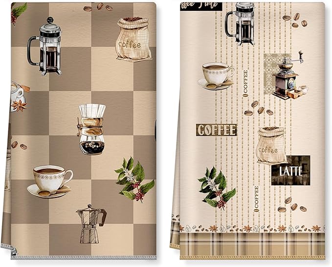 Coffee Microfiber Kitchen Towels, Soft Absorbent Hand Towel 15.7 × 23.6 inch, Thick Dish Cloth for Party Anniversary Holiday Decoration, Housewarming Gifts for Mom