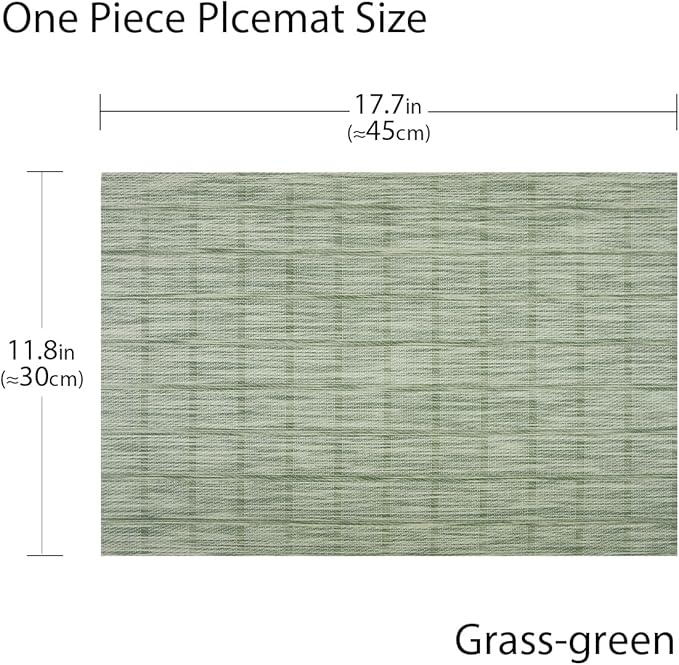 PIGCHCY Countryside Placemats Set of 4 Woven Heat Resistant Placemats Washable Easy to Clean Table Mats for Dining Room and Decor (Pear Green)