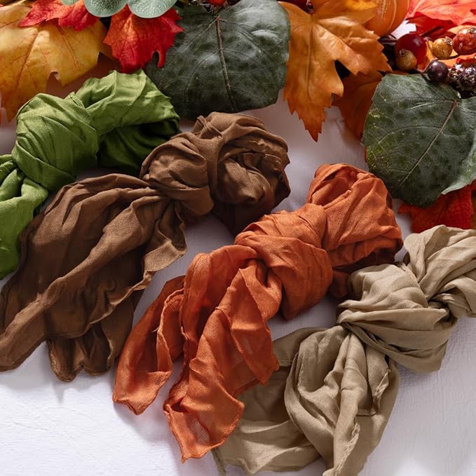DeZerlor 20 Pack Fall Cheesecloth Napkins Washable Thanksgiving Cloth Napkins Set of 20 Cotton Gauze Dinner Table Napkins Bulk 21x21 Inches for Friendsgiving Wedding Bridal Baby Shower Party Decor
